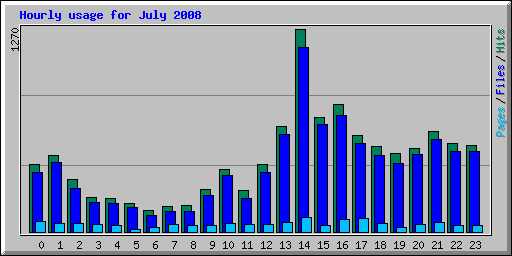 Hourly usage for July 2008