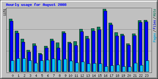 Hourly usage for August 2008
